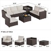 8 Pieces Outdoor Patio Furniture Set, Wicker Rattan Sectional with 4" Cushions, Glass Table & Hidden Storage Box, Brown - 4 of 4