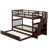 Stairway Twin over Twin Bunk Bed with Trundle, Kids Bunk Bed Frame with Guard Rail for Bedroom Dorm - 4 of 4