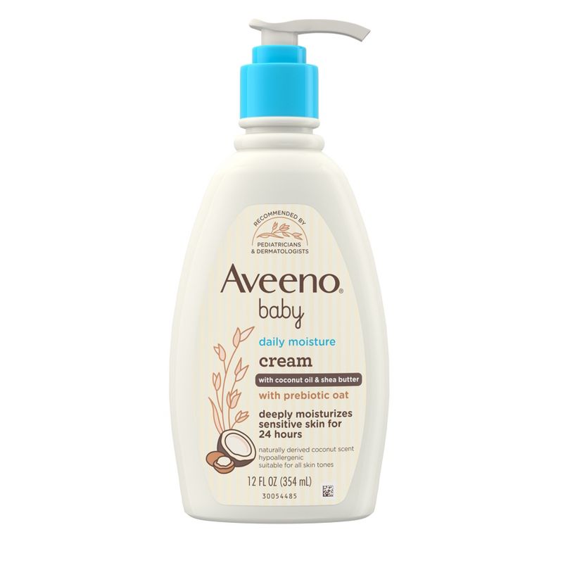 Aveeno Baby Daily Moisturizing Cream with Prebiotic Oat  &#38; Shea Butter - Gentle Coconut Scent - 12oz, 3 of 10