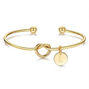 Turandoss Initial Bracelet for Women - Dainty Gold Knot Letter Bracelets , Tie The Knot Bracelet Bridesmaid Proposal Jewelry Gifts - 1 of 4