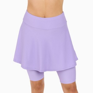 Calypsa Women's Flared Mid-Thigh Swim Skirt With Bike Shorts - 1 of 4