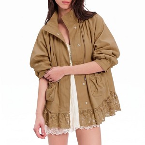 Acka. 完売品　lace sleeve jacket（beige） Imily Bela Women Stand Collar Button Front Jacket With Lace Hem