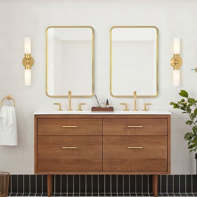 SpassWay Recessed or Wall Mount Medicine Cabinet 16 x 24 Inch Bathroom Mirror Cabinet with HD Mirror, Black