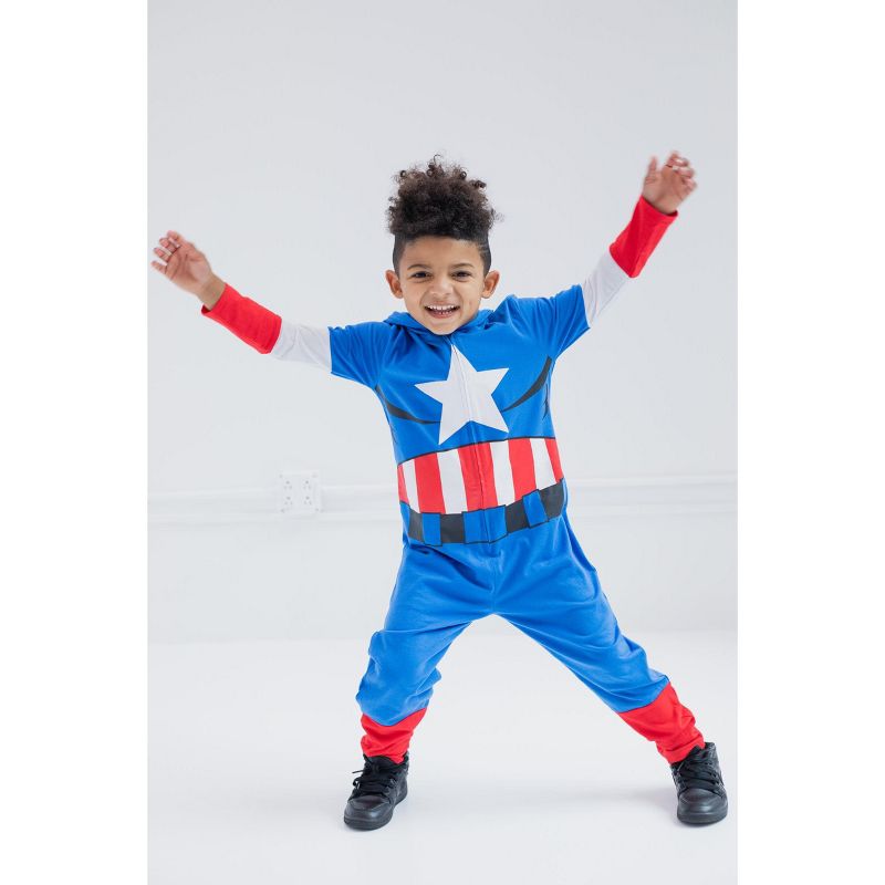 Marvel Avengers Captain America Zip Up Cosplay Coverall Toddler, 3 of 11