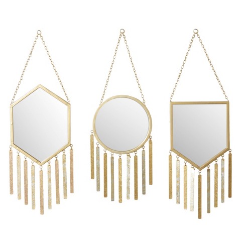 Contemporary Wood Oval Wall Mirror Gold - Olivia & May : Target