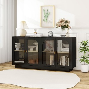 Storage Cabinet with Acrylic Door, Adjustable Shelf & Gold Handles, Anti-Tip Design for Living Room, Dining Room - 1 of 4
