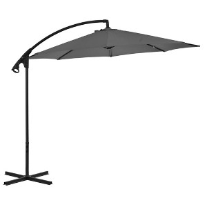 vidaXL Cantilever Umbrella with Steel Pole, 118.1" Diameter, UV Protective and Anti-Fade Polyester in Anthracite, Ideal for Patio or Garden - 1 of 4