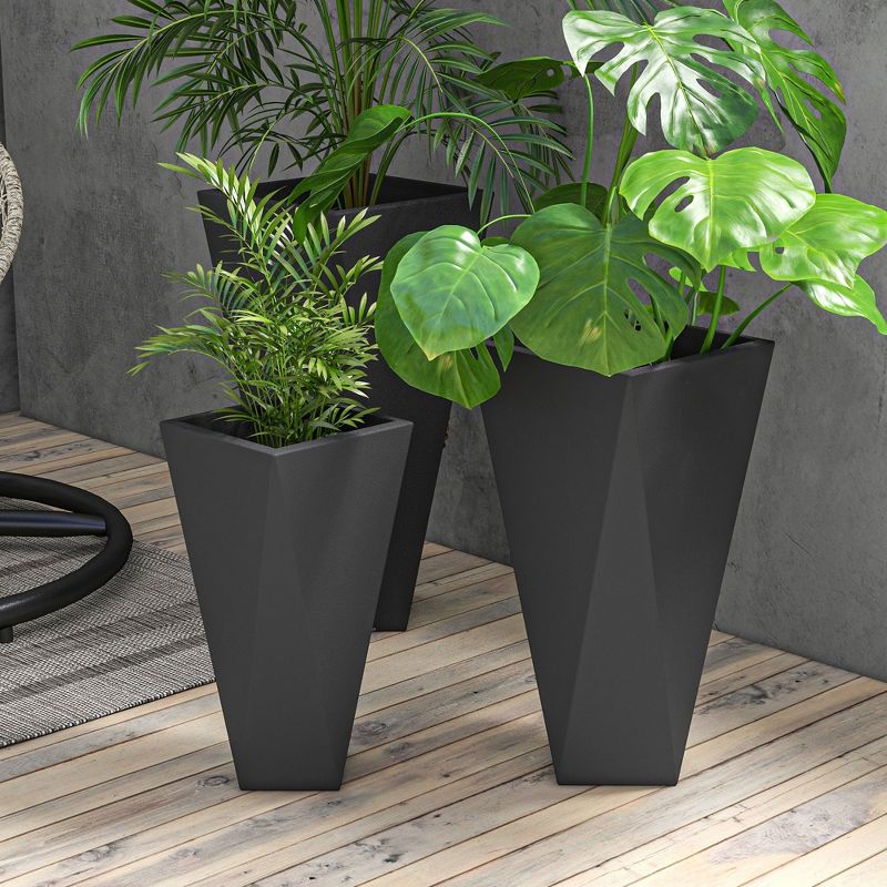Outsunny Tall Planters Set of 3, MgO Indoor Outdoor Planters with Drainage Holes, Stackable Flower Pots for Garden, Patio, Balcony, Front Door, 5 of 7