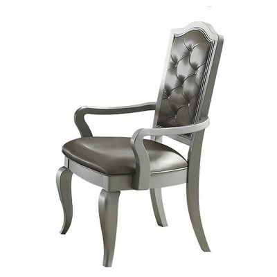Dresden Vintage Bone White Floral Leather Accent Chair