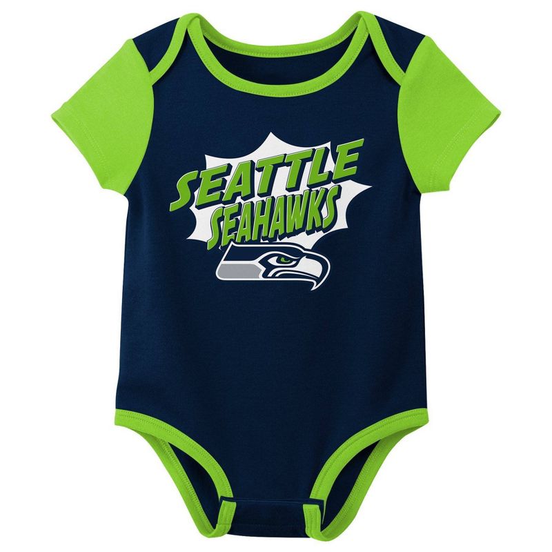 NFL Seattle Seahawks Infant Boys&#39; 3pk Bodysuit, 4 of 5