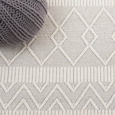 Ivory Beige Handwoven Geometric Square Area Rug