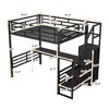 Full Size Metal Loft Bed with Desk, Storage Staircase and Small Wardrobe, Storage stairs can be installed left and right - 3 of 3