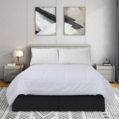 Eggplant Twin Polyester Pleated Bed Skirt with Split Corners