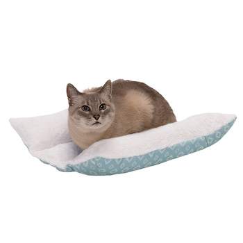 FurHaven Plush Fur & Diamond Print Cuddle Loaf Bed for Rabbits & Small Pets