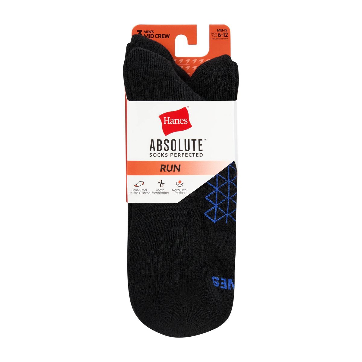Hanes Men's Absolute Run Crew Socks 3pk - thumbnail 2