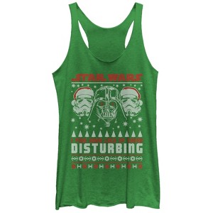 Women's Star Wars Ugly Christmas Lack Of Cheer Disturbing Racerback Tank Top - 1 of 3