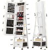 360° Swivel Jewelry Armoire, Floor Standing Locking with Full Length Mirror,Bottom Drawer, Shelf, Wheels, Cabinet with Storage Capacity, White - 2 of 4