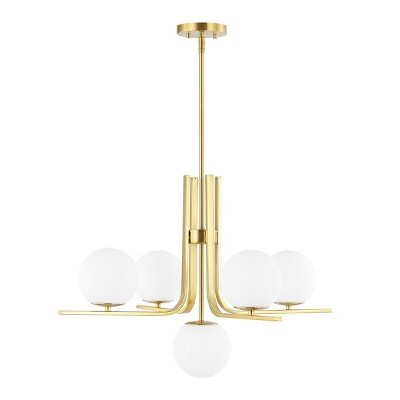 Lenore 5  Light 29.75" Height Adjustable Chandelier - CHA4061 - Gold - Safavieh