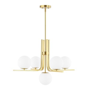 Lenore 5  Light 29.75" Height Adjustable Chandelier - CHA4061 - Gold - Safavieh - 1 of 4