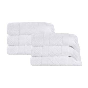Cotton Geometric Jacquard Plush Soft Absorbent Hand Towel Set of 6 by Blue Nile Mills