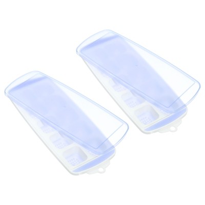 Unique Bargains PP Removable Lid Stackable Easy Release Ice Cube Trays 2 Pcs