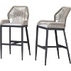 PURPLE LEAF 2 Pieces Bar Stools Patio Modern Rattan Barstools Aluminum Woven Tall Bar Chairs with Cushions for Outdoor Kitchen Island Garden - 2 of 4