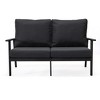 Leisuremod Walbrooke Modern Polyester Loveseat with Black Aluminum Frame and Removable Cushions - 3 of 4