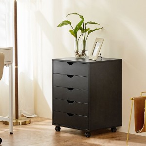 5 Drawer Mobile File Cabinet, Wood Under Desk Filing Cabinet for Legal/Letter Size, Rolling Filing Storage Cabinet For Office Home - 1 of 4
