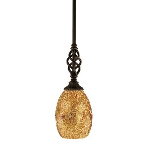 Toltec Lighting Elegante 1 - Light Pendant in  Dark Granite with 5" Gold Fusion Shade - 1 of 1