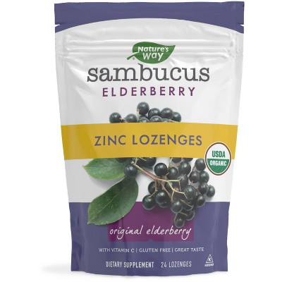 Nature's Way Sambucus Organic Elderberry and Zinc Lozenges - 24ct