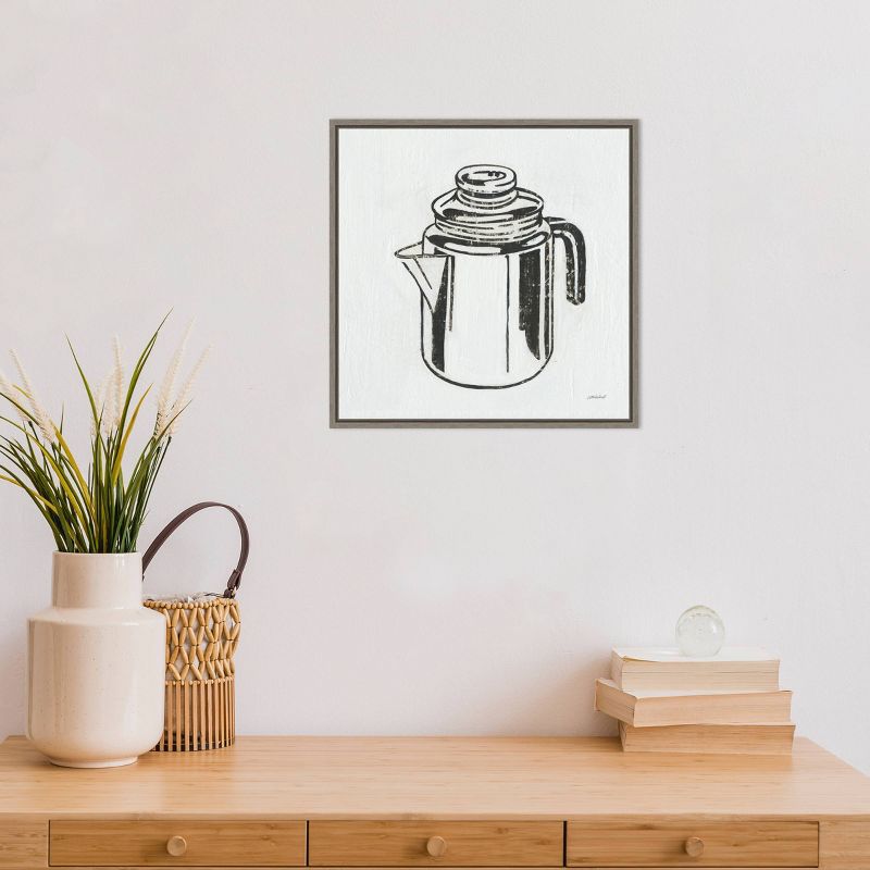 16&#34; x 16&#34; Retro Coffee Pot Kitchen by Kathrine Lovell Framed Wall Canvas - Amanti Art, 6 of 9