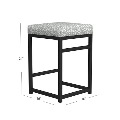 24-Inch Backless Light Gray Print Metal Counter Stool