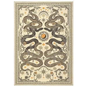 Modern Pastoral Snake Print Area Rug Machine Washable Low Pile Non Slip Non Shedding Stain-Resistant Floor Carpet for Living Room Bedroom Kitchen - 1 of 4