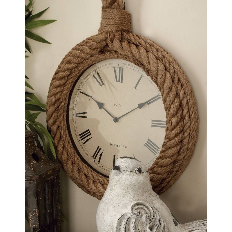 Jute Wall Clock with Rope Detailing Beige - Olivia & May, 2 of 9