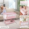 Infans Baby Bassinet, Bedside Crib w/ 6-Level Adjustable Height, Storage Shelf, Wheels, Mattress & Carry Bag, Folding Bassinet Bedside Sleeper, Pink - 3 of 4