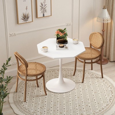 LIVAREEmlen 31.50" Modern Octagonal Coffee Table with MDF Table Top,Metal Base, for Dining Room, Kitchen, Living Room,White