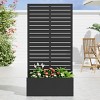 Wooakway Black Metal Planter Box with Trellis Raised Garden Bed with Arbor Privacy Screen with Wheels - 3 of 4
