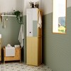 FUFU&GAGA Light-colored Multi-functional Small Bathroom Cabinet Freestanding Cabinet: Multiple Storage Methods, Space-saving, with Mirror - 2 of 4