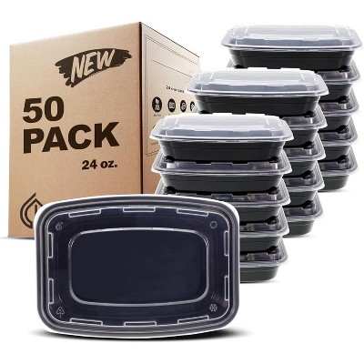 50-Pack 24oz 1-Compartment Meal Prep Containers, BPA-Free, Stackable