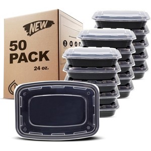 50-Pack 24oz 1-Compartment Meal Prep Containers, BPA-Free, Stackable - 1 of 4