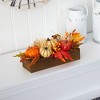 Nearly Natural 16-in Harvest Pumpkin and Berries Artificial Arrangement in Wood Vase - 3 of 4