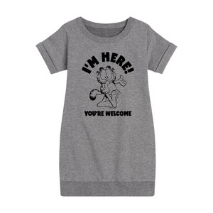 - Garfield - I'm Here Youre Welcome Graphic Short Sleeve Fleece Dress - 1 of 3