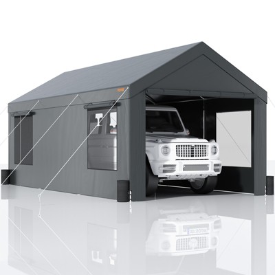 VEVOR Carport, Extra Large 12 x 20 ft Car Canopy with Roll-up Ventilated Windows, Portable Garage, Waterproof UV Resistant All-Season Tarp