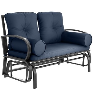 Swing Glider Rocking Chair, Double Patio Bench, 2 Person Loveseat with Steel Frame, Cushions, Pillow Armrests - 1 of 4