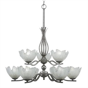 Toltec Lighting Revo 9 - Light Chandelier in  Aged Silver with 7" Gold Ice Shade - 1 of 1