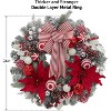 24 Inch Christmas Wreath, Pre-Lit Xmas Wreath with 20 Lights, Flowers, Bowknot, Pine Cones, Balls Candy, for Front Door Indoor Outdoor Holiday Decor - 3 of 4