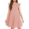 Arshiner Girls Dress Summer Ruffle Sleeve Mesh A Line Casual Party Dresses with Pockets - 2 of 4