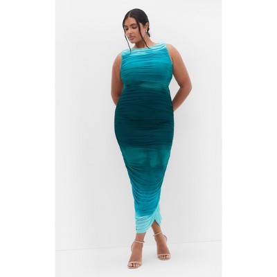 Women's Plus Size Halo Ombre Dress - green | CITY CHIC
