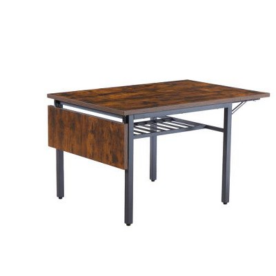 SYFERLORY Folding Dining Table, 1.2 inches thick table top, for Dining Room, Living Room, Rustic Brown, 63.2'' L x 35.5'' W x 30.5'' H.