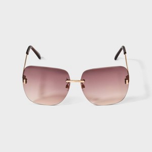 Womens Shiny Metal Square Sunglasses - Universal Thread™ Gold - 1 of 2